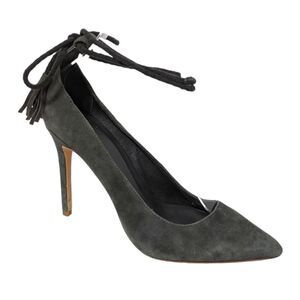 JOIE Angelynn Suede Leather Ankle Wrap Heels Charcoal Gray 36.5